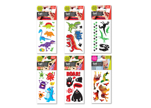 Price for 6 Assorted Temporary Tattoo Dinosaur & Monster