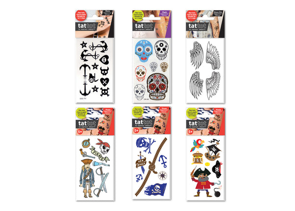  PRICE FOR 6 ASSORTED TEMPORARY TATTOO PIRATE