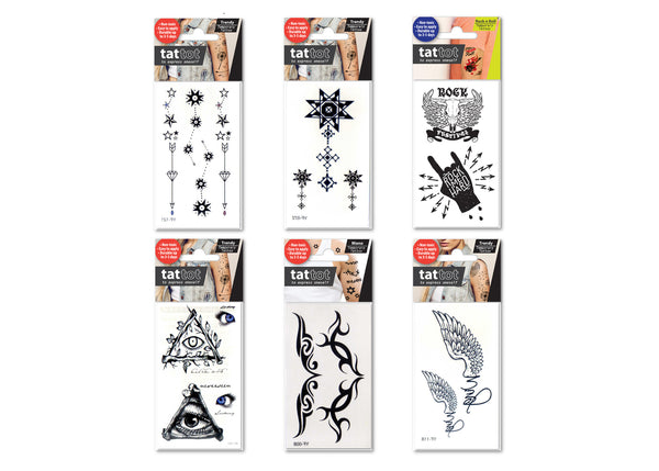  PRICE FOR 6 ASSORTED TEMPORARY TATTOO PARTY ROCK