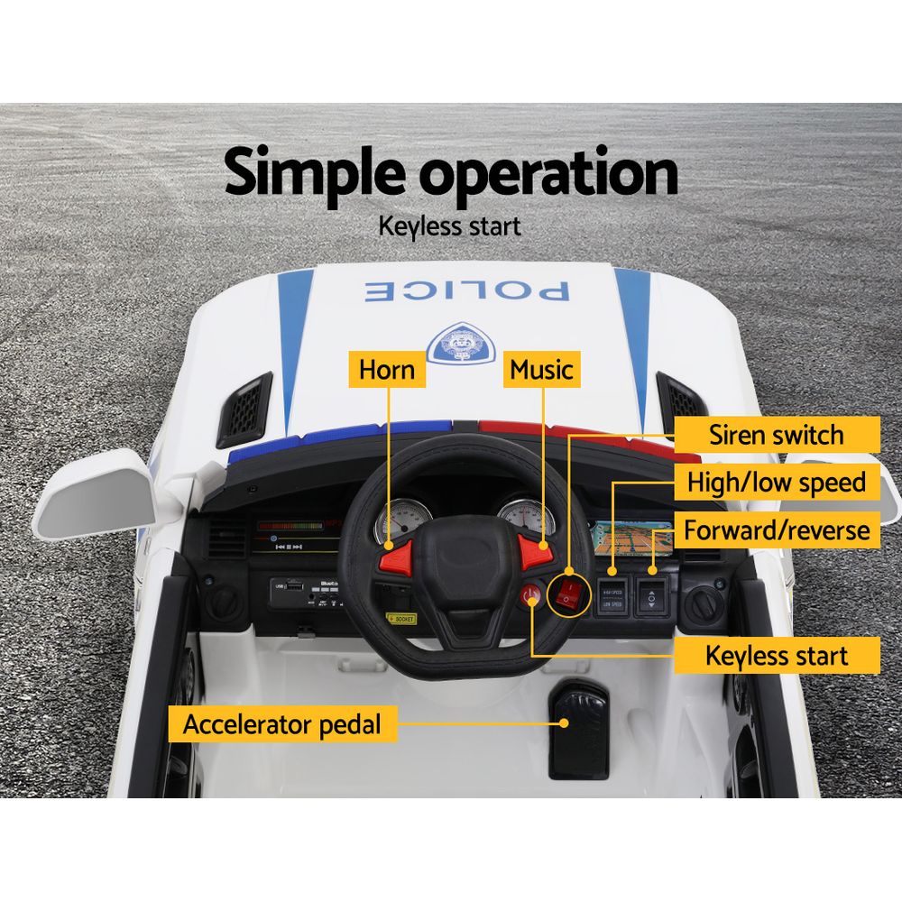 Rigo Kids Ride On police Car Toy White