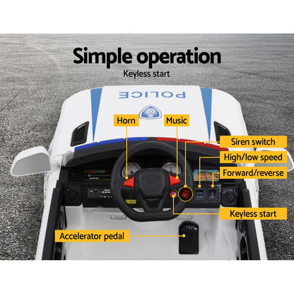 Rigo Kids Ride On police Car Toy White