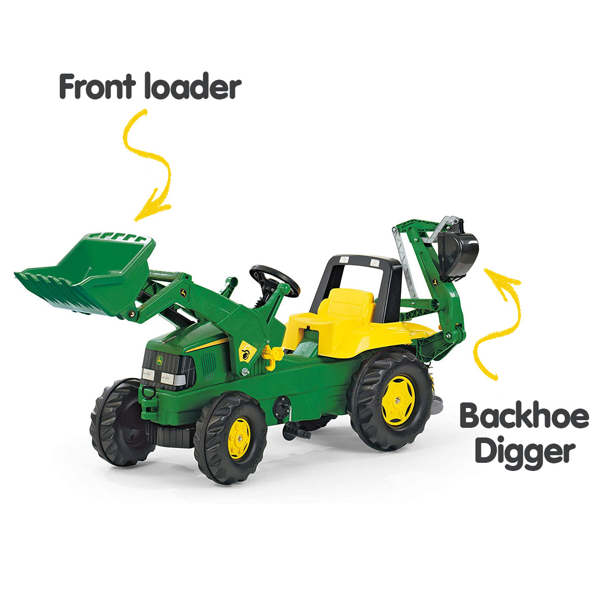 Kids ride on tractor with loader & digger