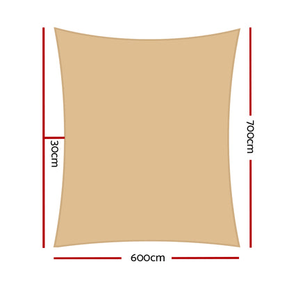 Instahut 6x7m280gsm Shade Sail Sun Shadecloth Canopy Square