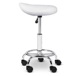 PU Leather Swivel Saddle Salon Chair - White