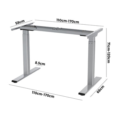 Office Standing Desk Frame Sit Table Leg Motorised Dual Motor Stand Grey(Frame Only)