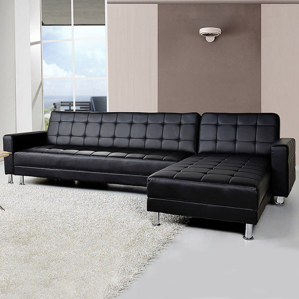  5 Seater PU Faux Leather Corner Sofa Bed Couch with Chaise