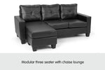 Corner Sofa Lounge Couch with Chaise - Black