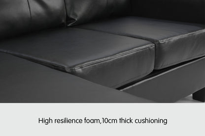 Corner Sofa Lounge Couch with Chaise - Black