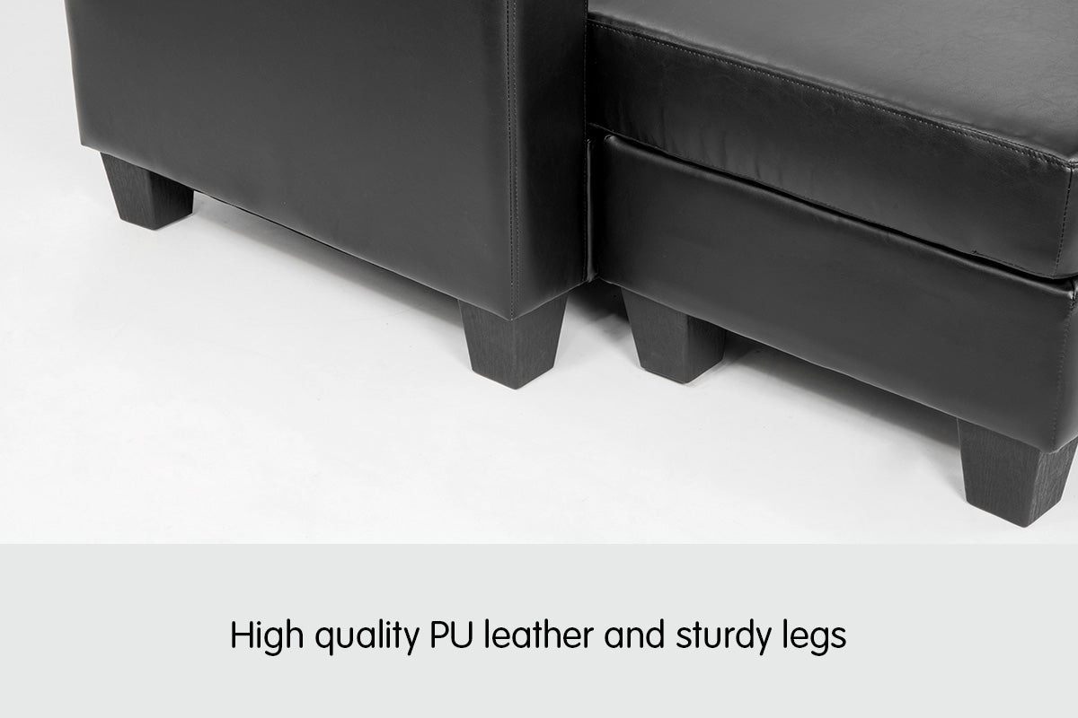 Corner Sofa Lounge Couch with Chaise - Black