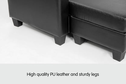 Corner Sofa Lounge Couch with Chaise - Black