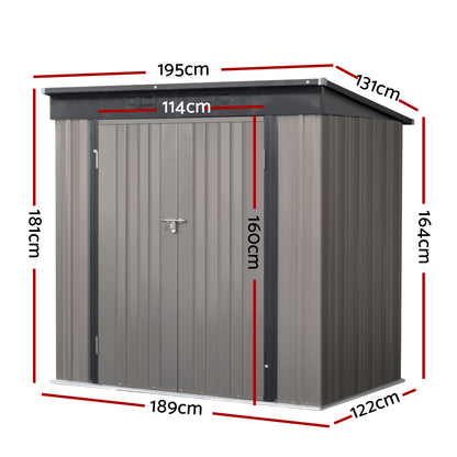 Garden Shed Outdoor Storage 1.95x1.31M Steel Workshop House Tool