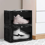 Shoe Storage Box Organizer Stackable Clear Plast Black/ White