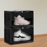 Shoe Storage Box Organizer Stackable Clear Plast Black/ White