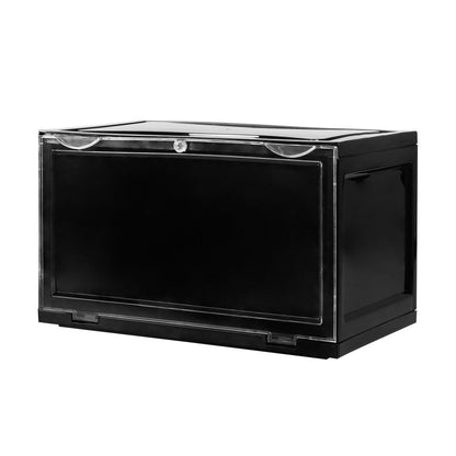 Shoe Storage Box Organizer Stackable Clear Plast Black/ White