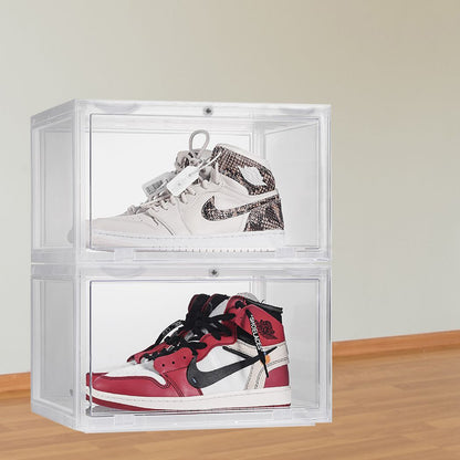 Shoe Storage Box Organizer Stackable Clear Plast Black/ White