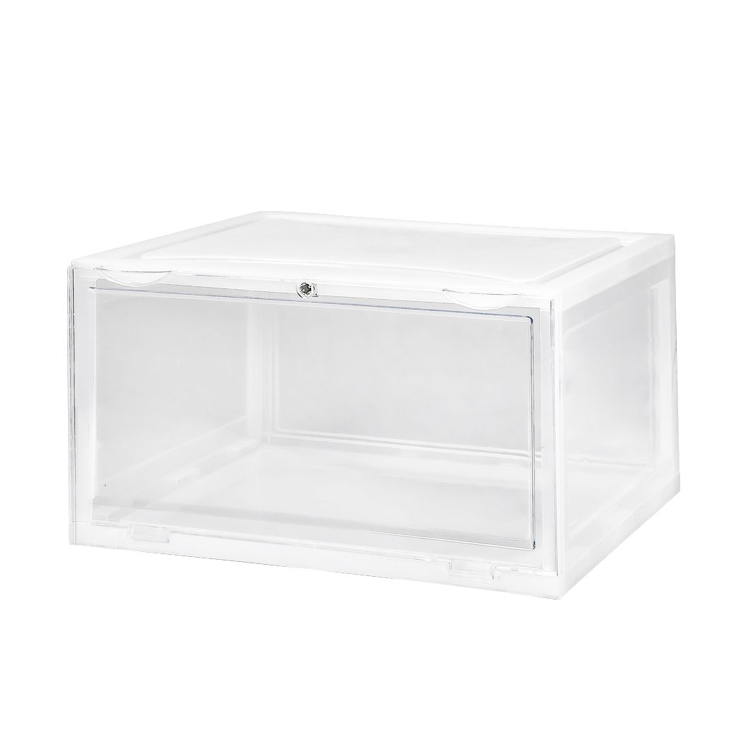 Shoe Storage Box Organizer Stackable Clear Plast Black/ White