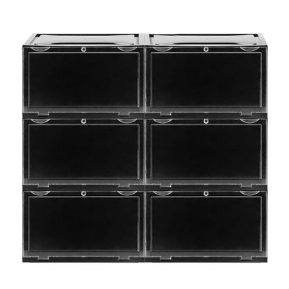 Plastic Shoes Storage Boxes Sneaker Display Case 6pc Black/Clear
