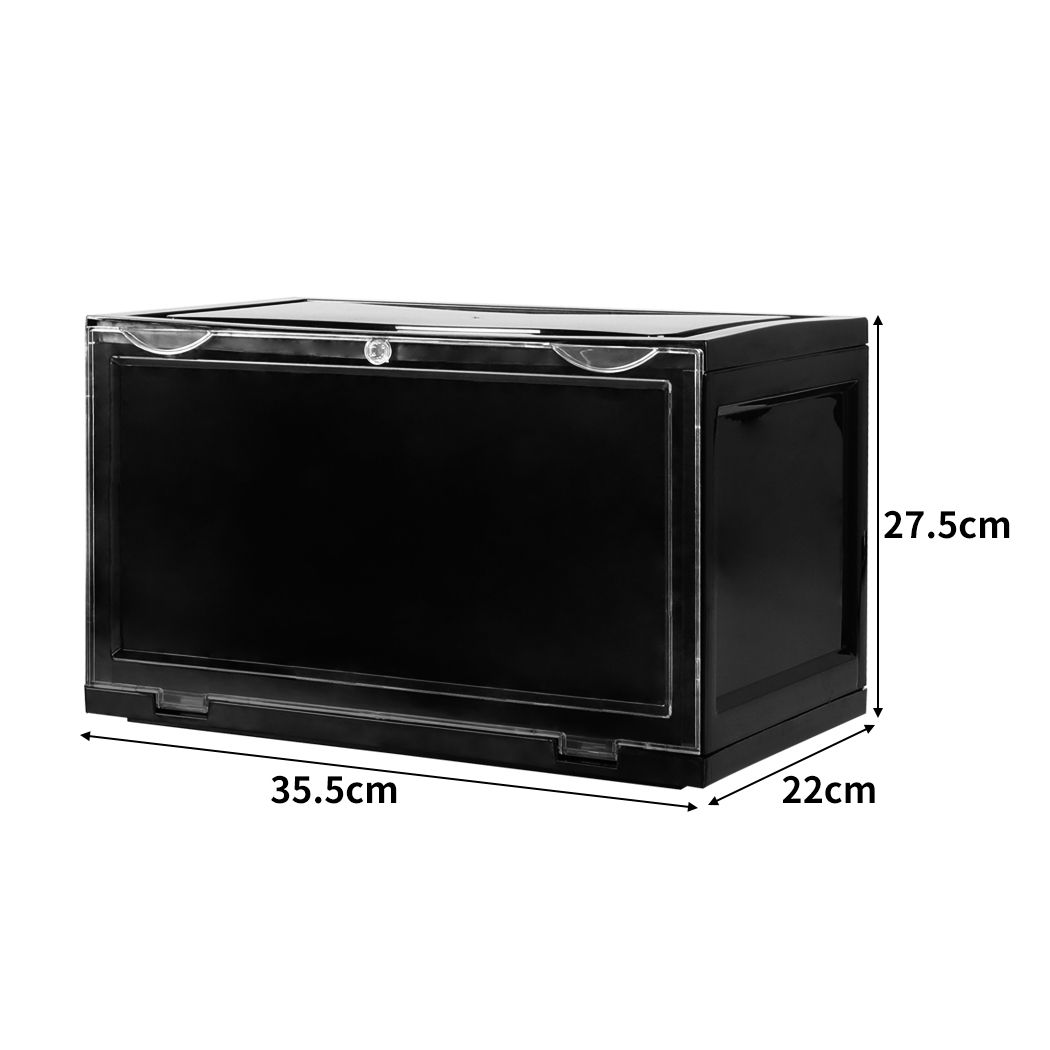 Plastic Shoes Storage Boxes Sneaker Display Case 6pc Black/Clear