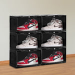 Plastic Shoes Storage Boxes Sneaker Display Case 6pc Black/Clear