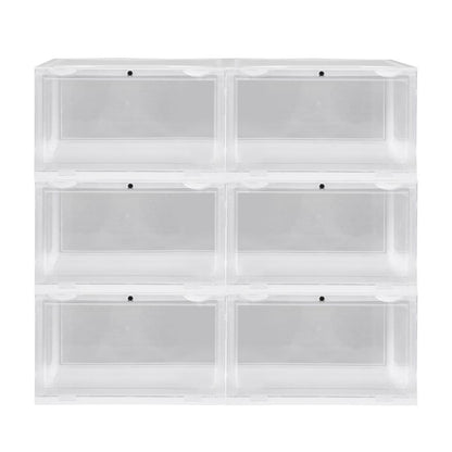 Plastic Shoes Storage Boxes Sneaker Display Case 6pc Black/Clear
