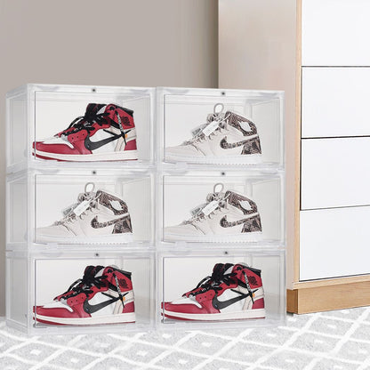 Plastic Shoes Storage Boxes Sneaker Display Case 6pc Black/Clear