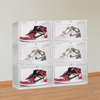 Plastic Shoes Storage Boxes Sneaker Display Case 6pc Black/Clear