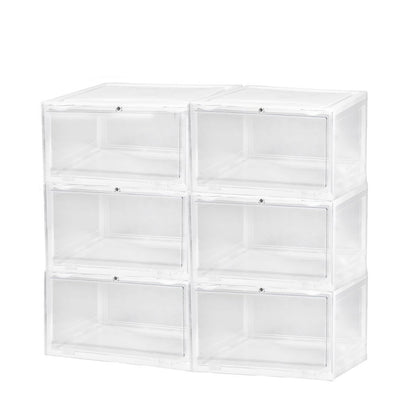 Plastic Shoes Storage Boxes Sneaker Display Case 6pc Black/Clear