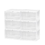 Plastic Shoes Storage Boxes Sneaker Display Case 6pc Black/Clear