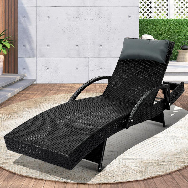  Sun Lounge Wicker Lounger Day Bed Outdoor Setting Patio Furniture Pool