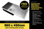 304 Stainless Steel Sink - 960 x 450mm