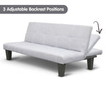 2 Seater Modular Linen Fabric Sofa Bed Couch Light Grey