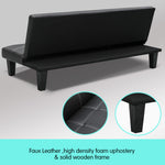 2 Seater Modular Leather Fabric Sofa Bed Couch - Black