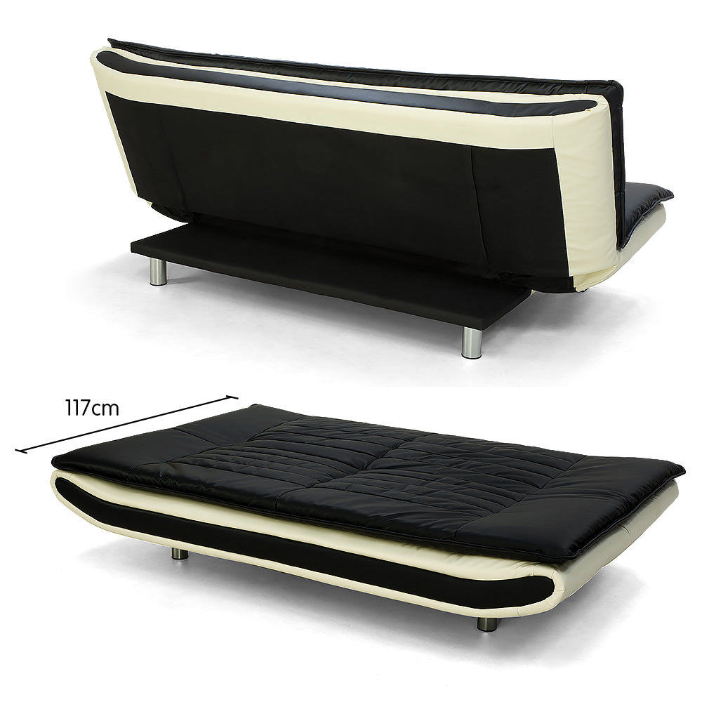 Faux Leather Upholstered 3 Seater Sofa - Dual Colour