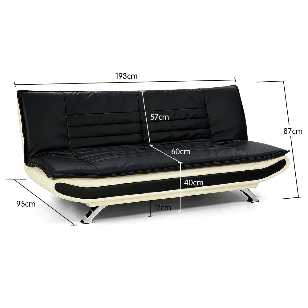 Faux Leather Upholstered 3 Seater Sofa - Dual Colour