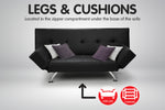 3 Seater Leather Sofa Bed Lounge - Black