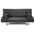 3 Seater Leather Sofa Bed Lounge - Grey