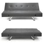 3 Seater Leather Sofa Bed Lounge - Grey