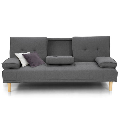 Rochester Linen Fabric Sofa Bed Lounge Couch Futon - Dark Grey