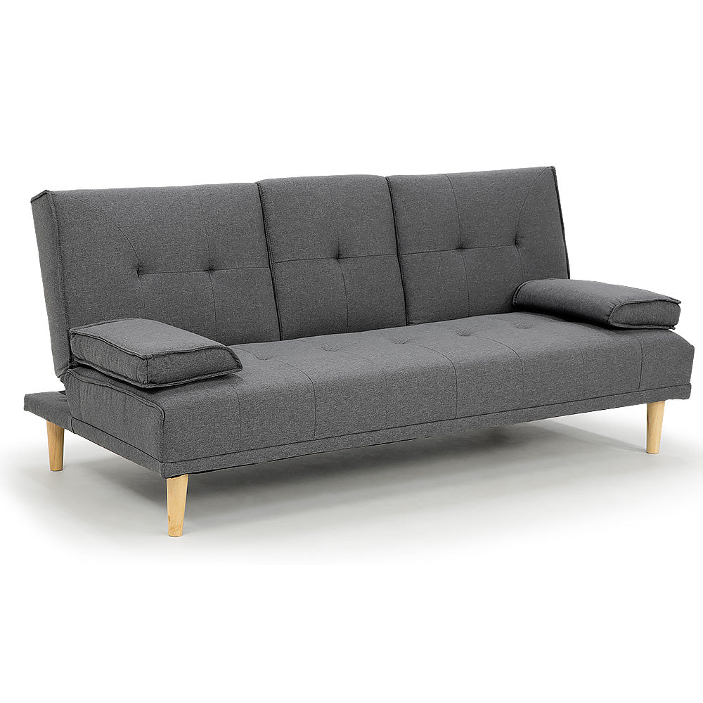 Rochester Linen Fabric Sofa Bed Lounge Couch Futon - Dark Grey