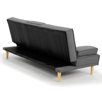 Rochester Linen Fabric Sofa Bed Lounge Couch Futon - Dark Grey