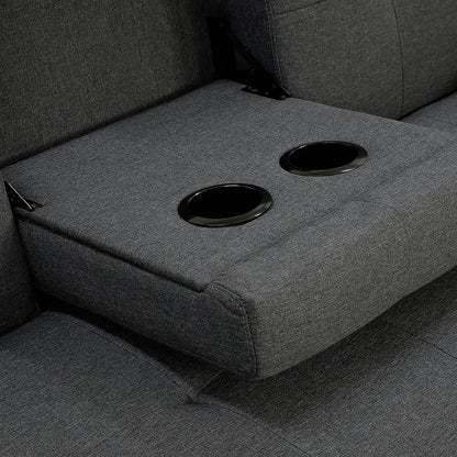 Rochester Linen Fabric Sofa Bed Lounge Couch Futon - Dark Grey