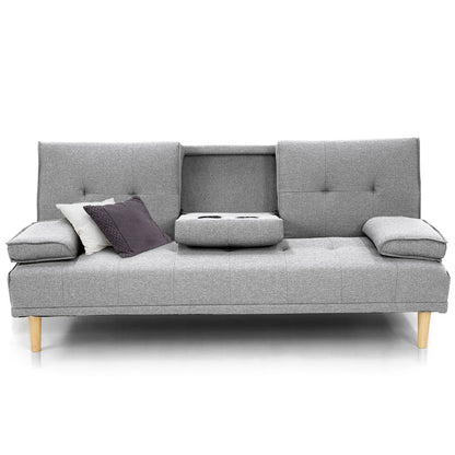 Rochester Linen Fabric Sofa Bed Lounge - Light Grey