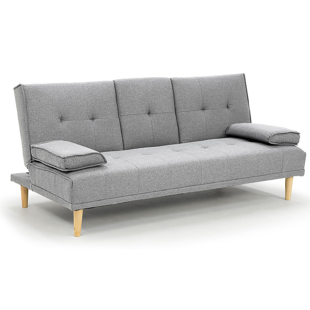 Rochester Linen Fabric Sofa Bed Lounge - Light Grey