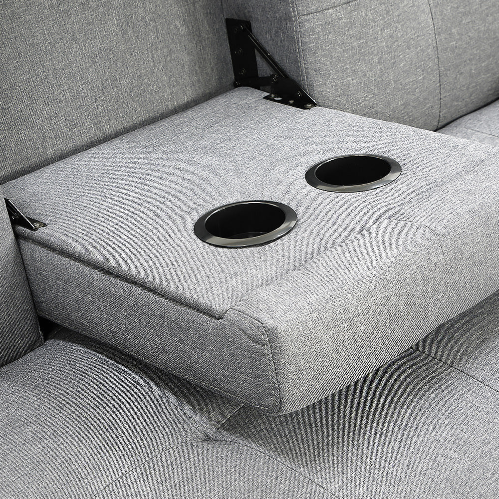 Rochester Linen Fabric Sofa Bed Lounge - Light Grey