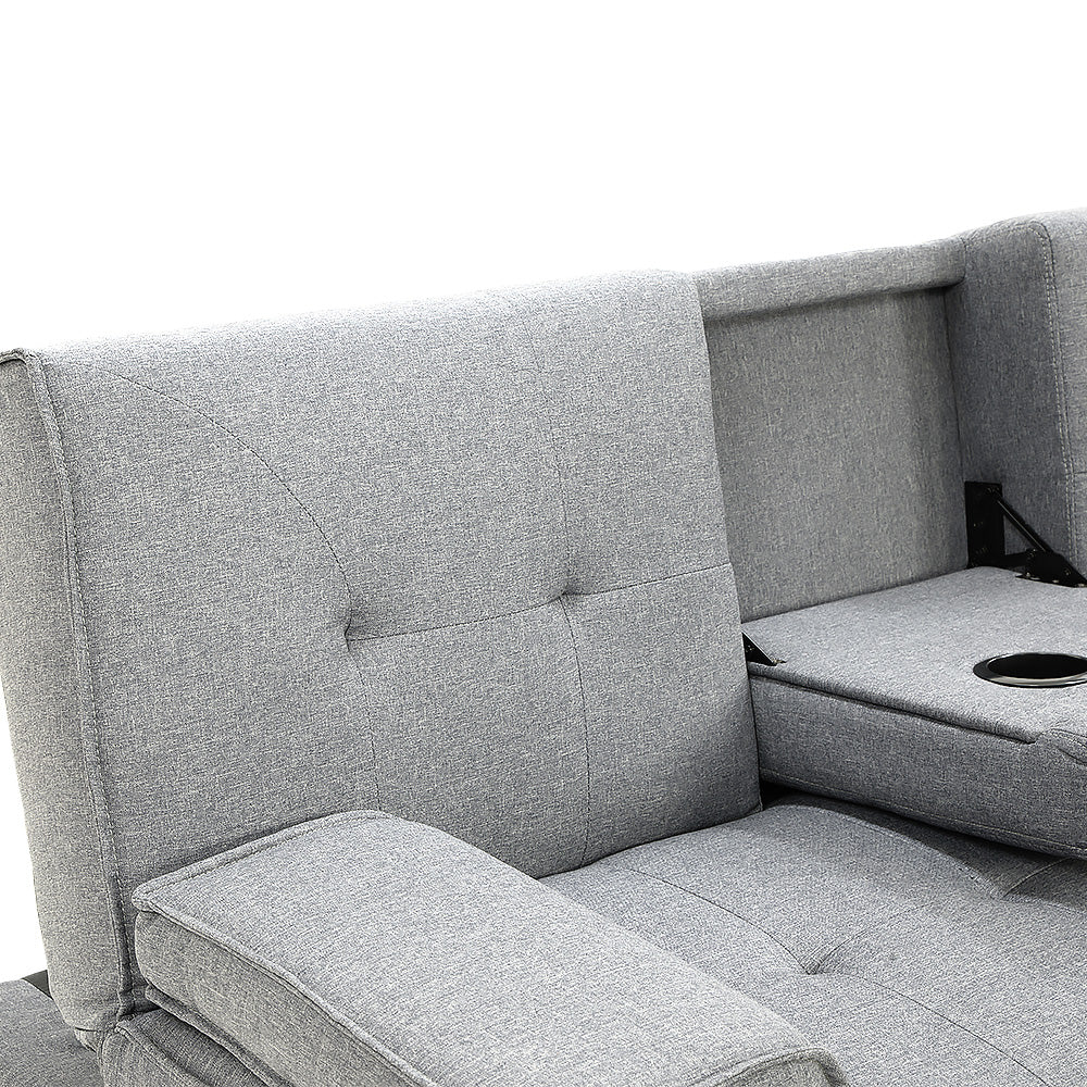 Rochester Linen Fabric Sofa Bed Lounge - Light Grey
