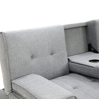 Rochester Linen Fabric Sofa Bed Lounge - Light Grey
