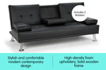 Rochester Leather Sofa Bed Lounge Furniture - Black