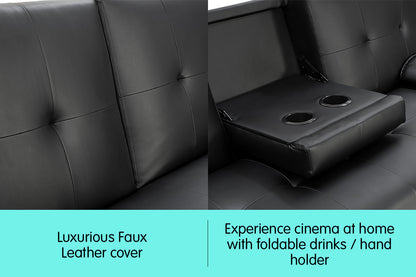 Rochester Faux Leather Sofa Bed Lounge Furniture - Black