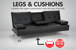 Rochester Leather Sofa Bed Lounge Furniture - Black