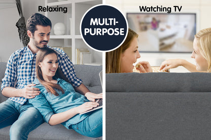 3 Seater Linen Sofa Bed Convertible Couch with Ottoman Grey